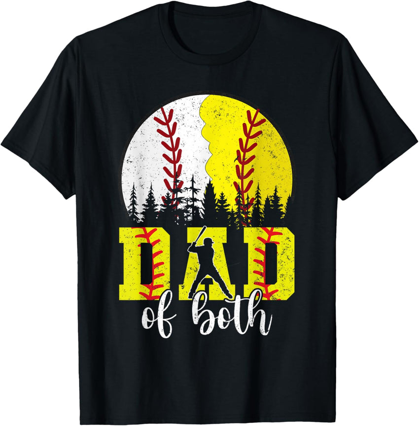 Dad Of Both Baseball Softball Vintage Fathers Day Daddy