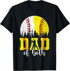 Dad Of Both Baseball Softball Vintage Fathers Day Daddy
