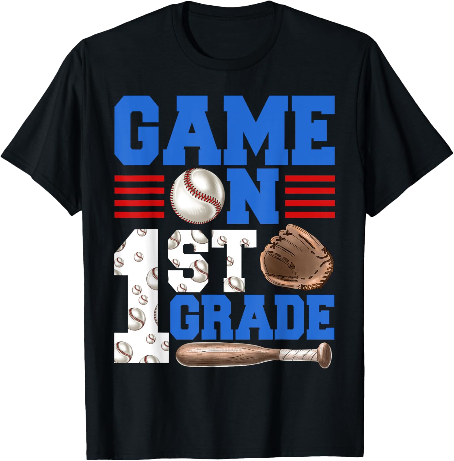 Game On 1st Grade With Baseball Player First Day Of School