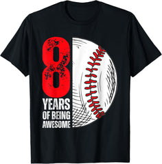 8 Year Old Baseball Shirt 8th Birthday Baseball Player
