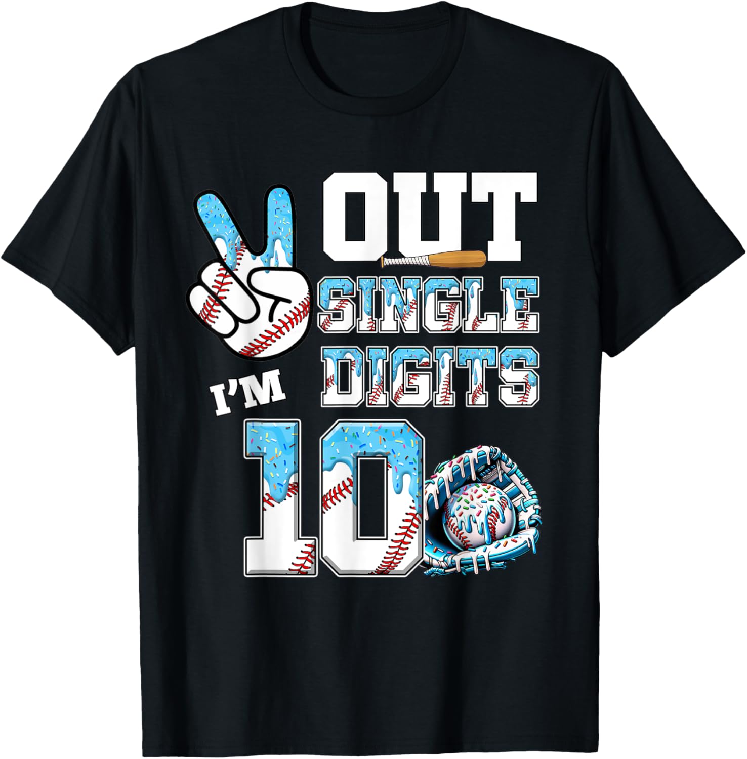 10th Birthday Boy Baseball Drip Peace Out Single Digits