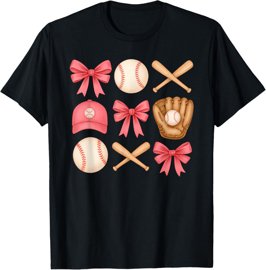 Cute Pink Baseball Bow Girl Sports Fan Softball Girl Women