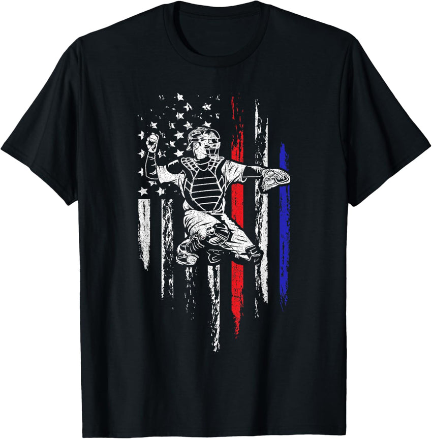 Baseball American Flag Patriotic Catcher 4th Of July Gift