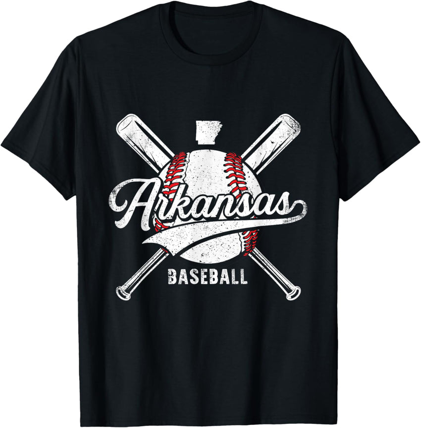 Arkansas Men Kids Retro Vintage USA Funny Baseball Lover
