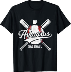 Arkansas Men Kids Retro Vintage USA Funny Baseball Lover