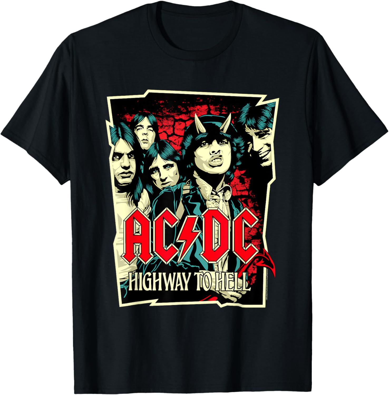 AC\/DC Highway To Hell T-Shirt - Black, Unisex-Adults, Rock Music Fans, Teens, Classic Fit, Short Sleeve,