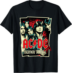 AC\/DC Highway To Hell T-Shirt - Black, Unisex-Adults, Rock Music Fans, Teens, Classic Fit, Short Sleeve,