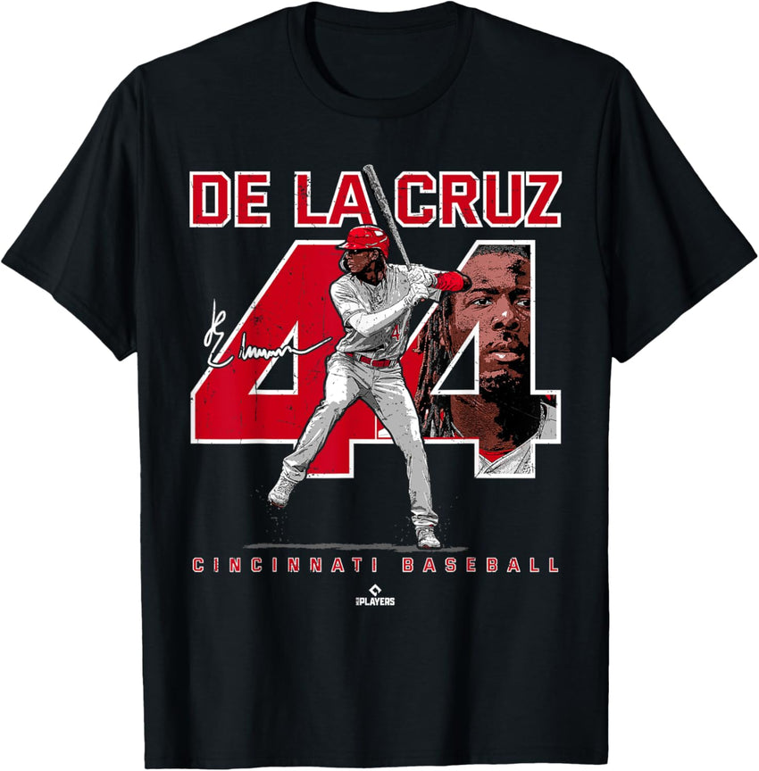 BallPark MVP Unisex-Adult Black Baseball Player T-Shirt - Small - Short Sleeve - Crew Neck - Cincinnati - Elly De La Cruz
