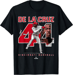 BallPark MVP Unisex-Adult Black Baseball Player T-Shirt - Small - Short Sleeve - Crew Neck - Cincinnati - Elly De La Cruz
