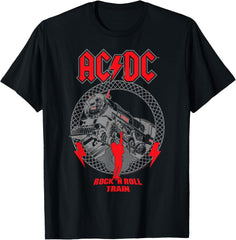 AC\/DC Devil Train T-Shirt - Unisex, Black, Small, Short Sleeve, Cotton, Polyester 100%, Modern, Lightweight, Crew Neck, Double Cuff, Solid with Design\/Print, T-Shirt, AC\/DC Fans, All Ages