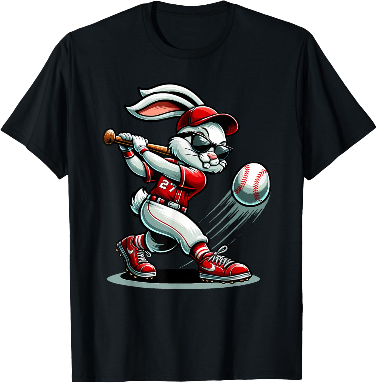 Funny Baseball Bunny Easter Shirts Kids Boys Toddler