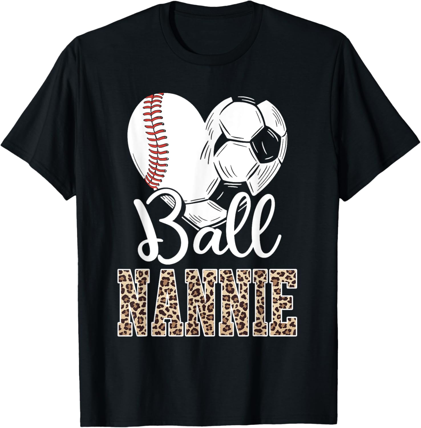 Ball Nannie Heart Baseball Soccer Nannie Leopard