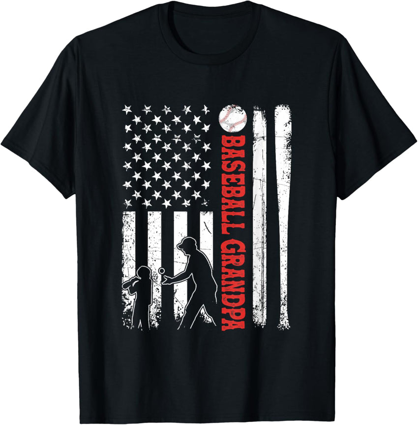 Distressed USA American Flag Baseball Grandpa Father's Day