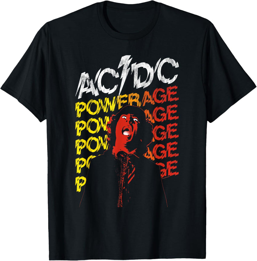 AC\/DC Powerage Angus Unisex T-Shirt Black Small Classic Fit Short Sleeve Crew Neck Classic Rock Fans, AC\/DC Fans, Men, Women, Unisex