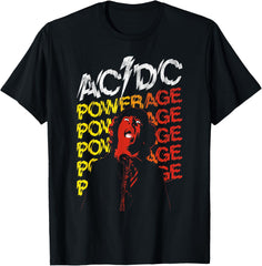 AC\/DC Powerage Angus Unisex T-Shirt Black Small Classic Fit Short Sleeve Crew Neck Classic Rock Fans, AC\/DC Fans, Men, Women, Unisex