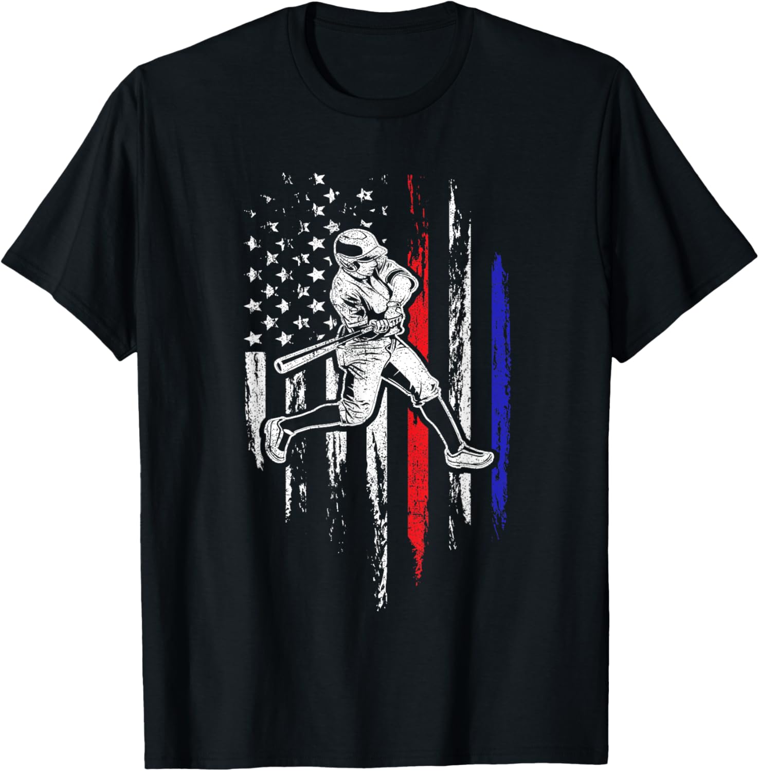 Baseball American Flag Batter Hitting USA 4th Of July Gift