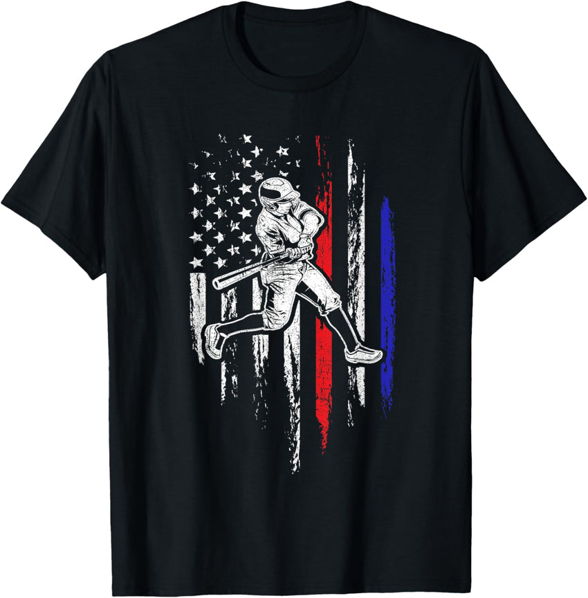 Baseball American Flag Batter Hitting USA 4th Of July Gift