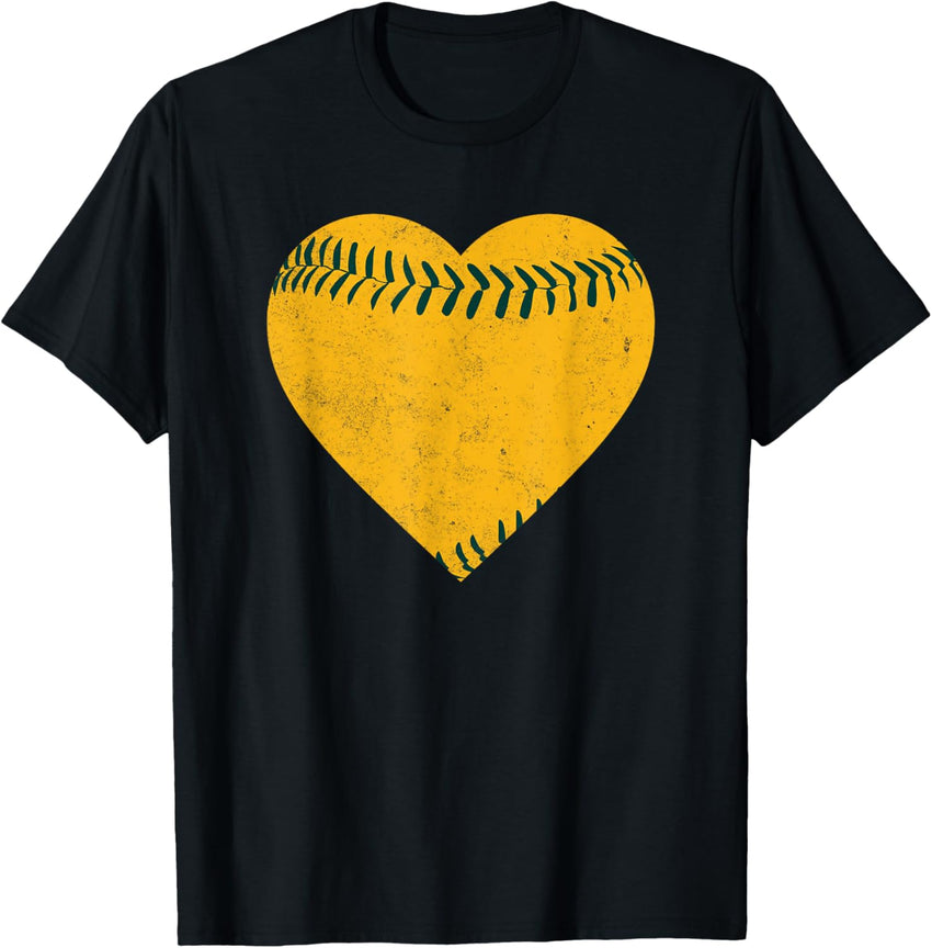 Vintage Gold and Green Baseball Heart