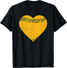 Vintage Gold and Green Baseball Heart