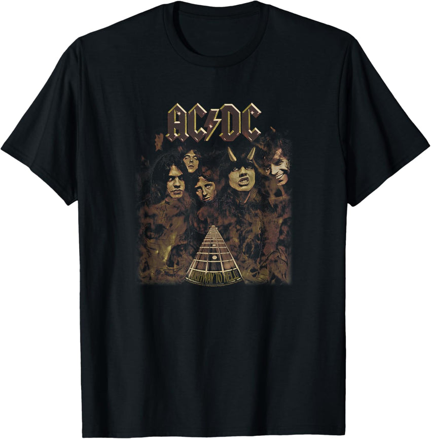 AC\/DC - Highway to Hell T-Shirt, Black, Small, Unisex, Short Sleeve, Classic Fit, Polyester, Imported, AC\/DC Fans, Classic Rock Music Lovers