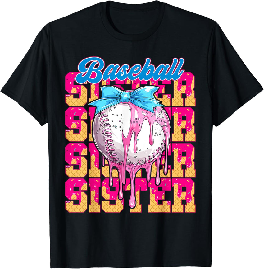 Baseball Sister Drip Ice Cream Baseball Game Day Women Girl