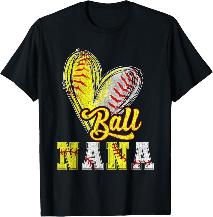 Ball Nana Heart Half Baseball Softball Nana Of Both