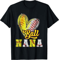 Ball Nana Heart Half Baseball Softball Nana Of Both