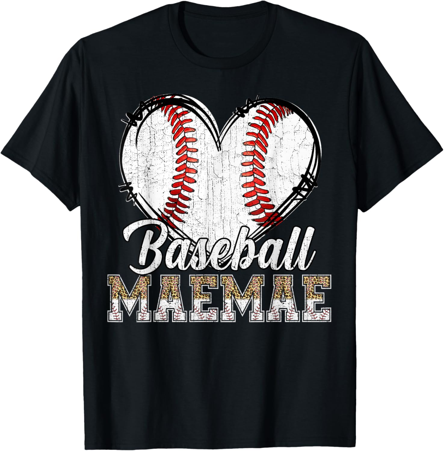 Softball Baseball Maemae Heart Leopard Print Mother's Day