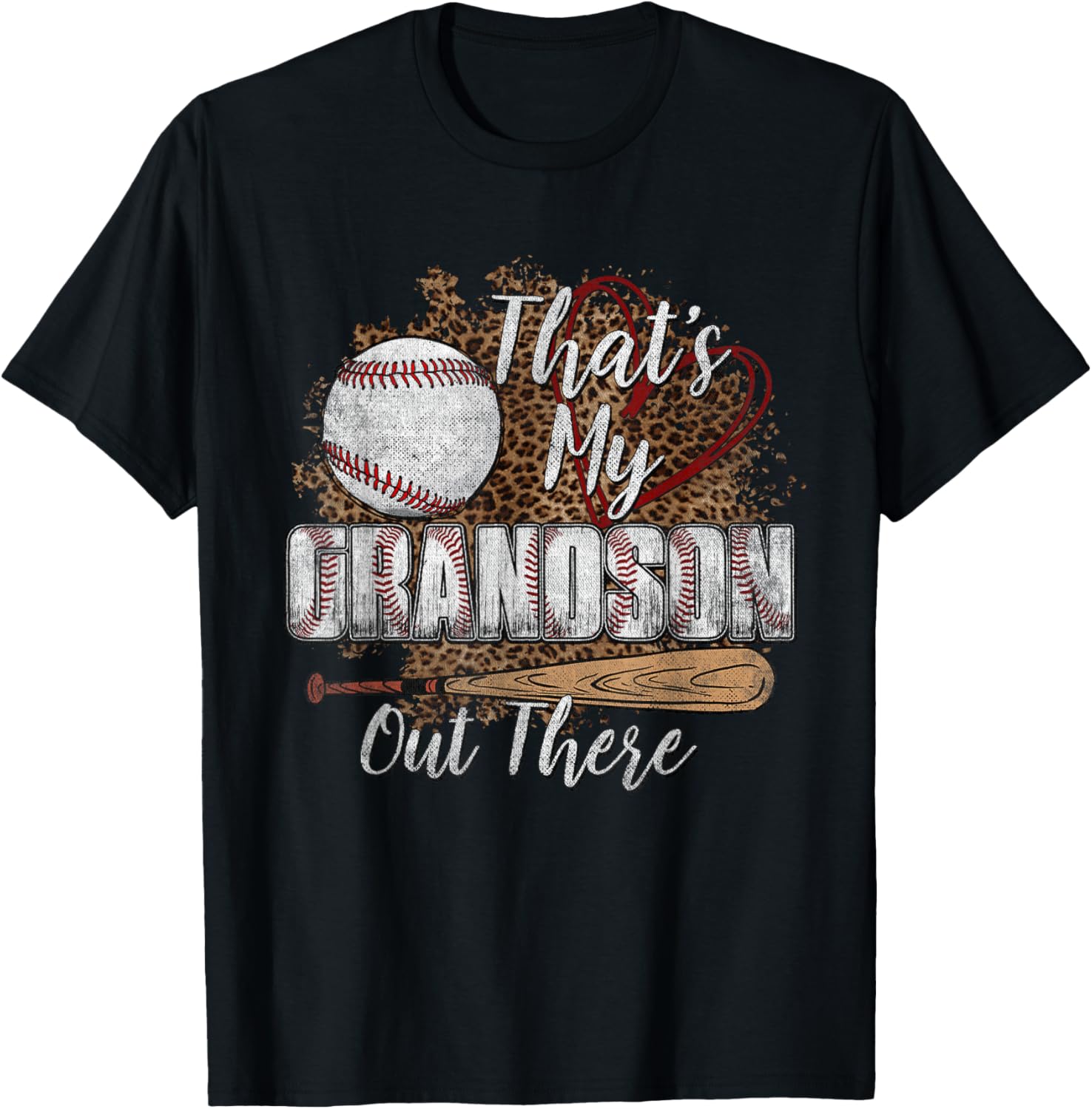 Womens That's My Grandson Out There Leopard Baseball Grandma