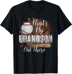 Womens That's My Grandson Out There Leopard Baseball Grandma