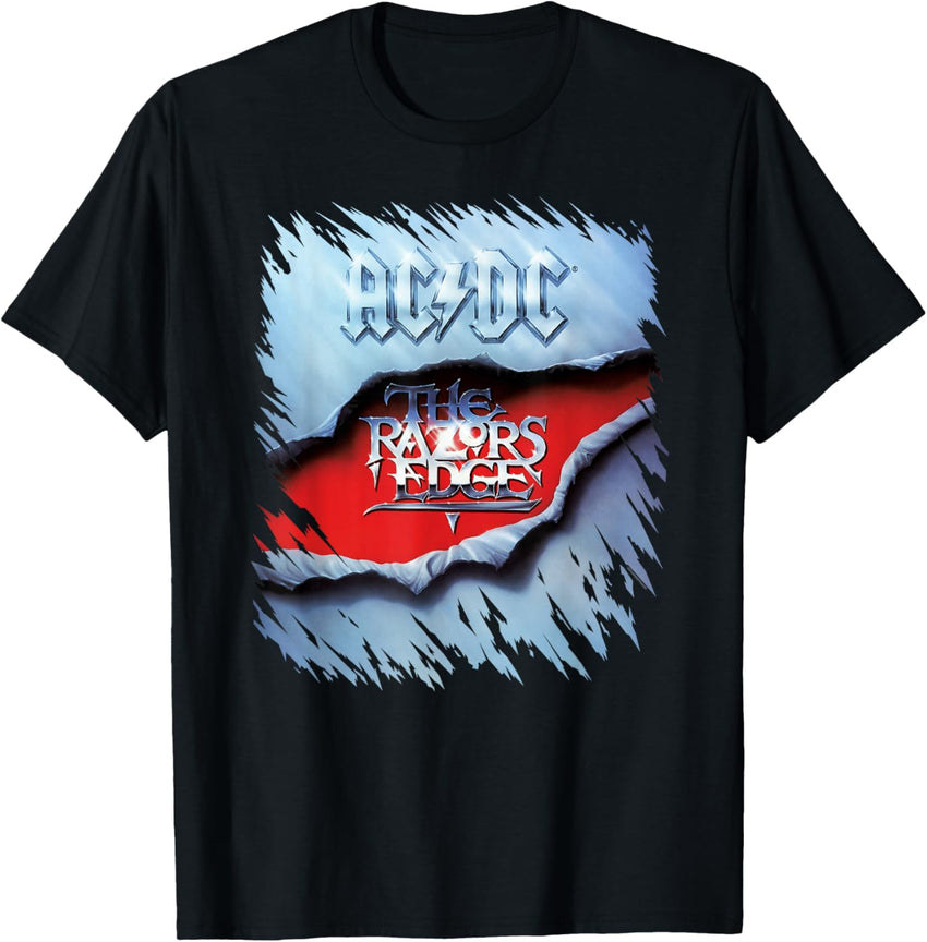 AC\/DC The Razor's Edge Album Cover T-Shirt - Black, Small, Unisex-Adults, Short Sleeve, T-Shirt, Classic Rock, Band T-Shirts