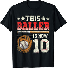 10th Birthday Shirt Boys Baseball Ten Year Old