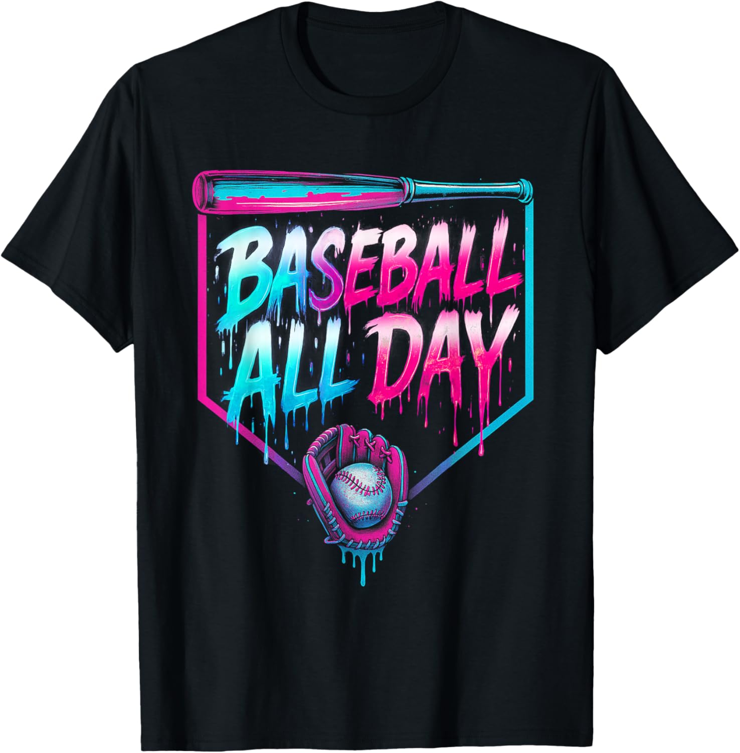 Baseball All Day Ice Cream Dripping Baseball Home Plate Drip