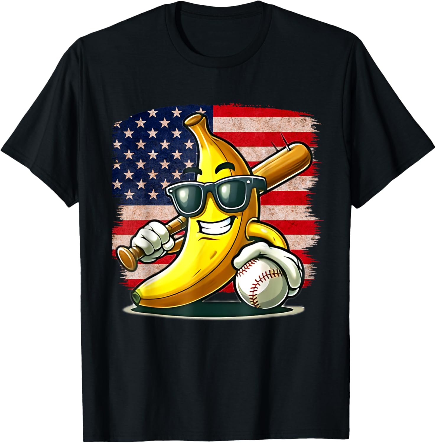 Banana Playing Baseball Fruit Lover Baseball Player flag usa