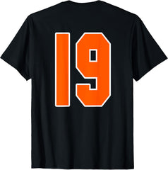 Back Print Orange Sports Block Number 19 For Sports Team