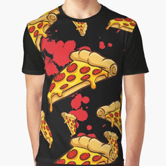 Horror Movies and Bloody Pizza Graphic T-Shirt