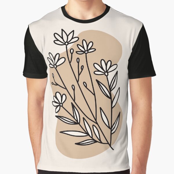 Floral line doodle Graphic T-Shirt