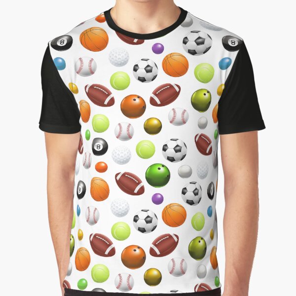 All Over Sports Balls Graphic T-Shirt
