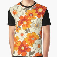 Retro 1970s Groovy Floral Pattern Graphic T-Shirt