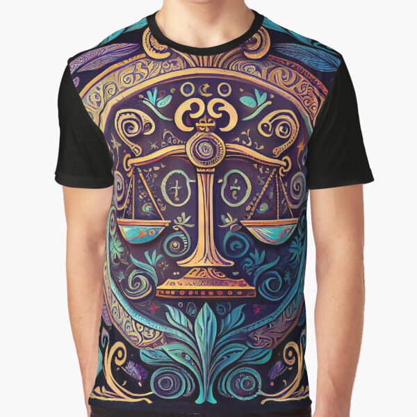 Stylish Libra Zodiac Graphic T-Shirt