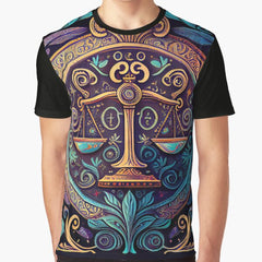Stylish Libra Zodiac Graphic T-Shirt