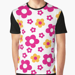 Retro Flower Pattern Design Graphic T-Shirt