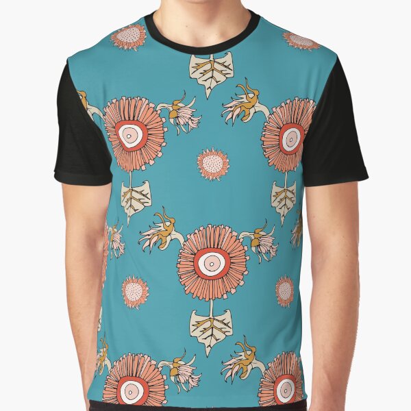 Retro Sunflower Blue Graphic T-Shirt