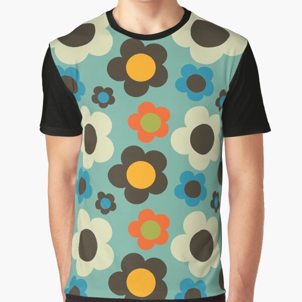 bold retro floral blue Graphic T-Shirt