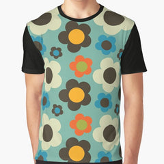 bold retro floral blue Graphic T-Shirt