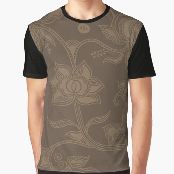 Glamorous Vintage Floral Elegant Coffee Brown Graphic T-Shirt