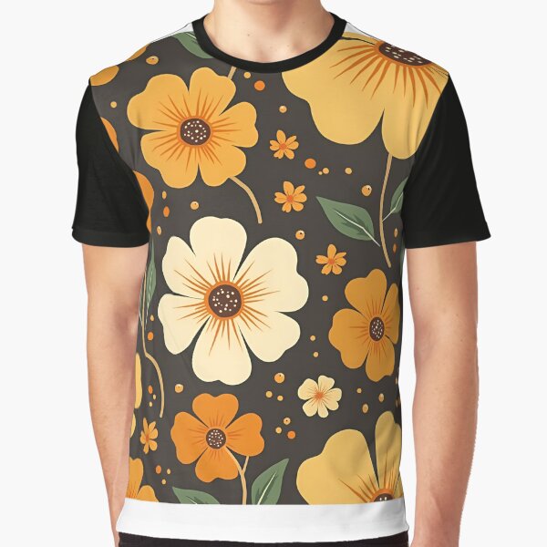 Retro Groovy Floral Pattern. Decorative Pillows for Master Bedroom. Graphic T-Shirt