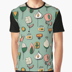 Retro Floral Green Graphic T-Shirt