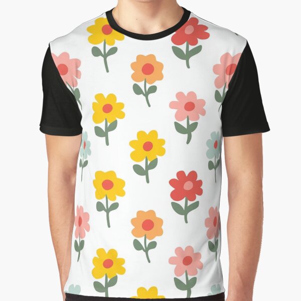 Retro Flower Power Pattern Graphic T-Shirt