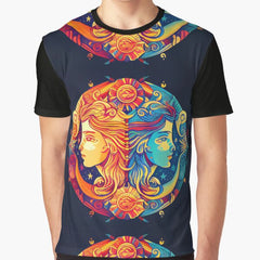 Classy Gemini Zodiac Pattern Graphic T-Shirt